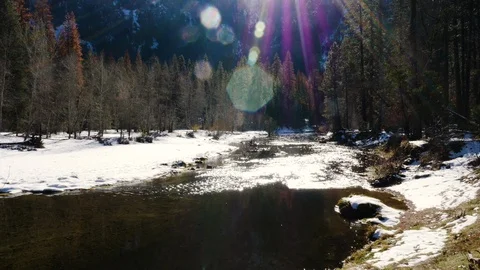 River running through Yosemite national park Stock Footage