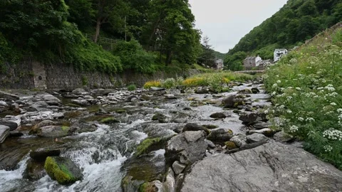 River runnung down to Lynmouth Stock Footage 199666927