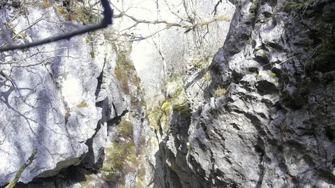 River Runs through Narrow Limestone Gorge Cuilcagh Mountain Northern Ireland Stock Footage 98772912