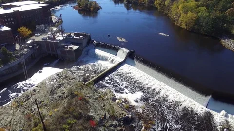River Rushes Over a Dam Video stock 97534692