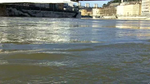 The river Saône flows through Lyon, France Video stock 707891