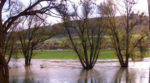 River Sauer flooding. Stock Footage 35288606