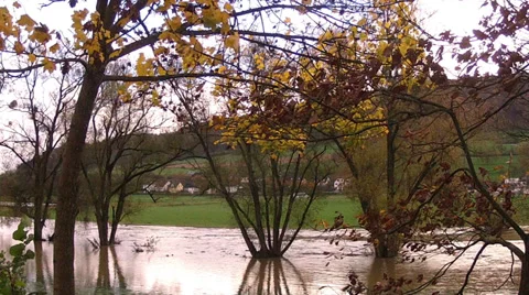 River Sauer flooding. Stock Footage 35289714