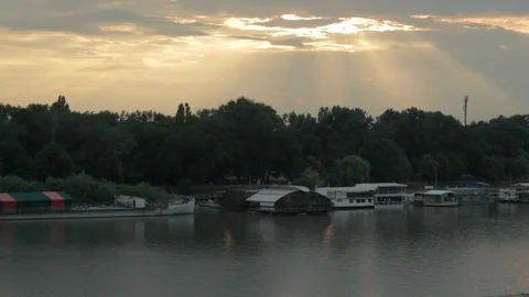 The river Sava in the Belgrade Stock Footage 91177823