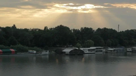 The river Sava in the Belgrade Stock Footage 91177960