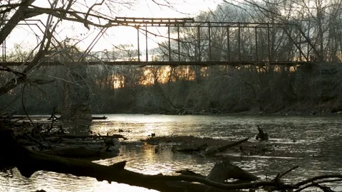 River scene at sunrise. Stock Footage 85800960