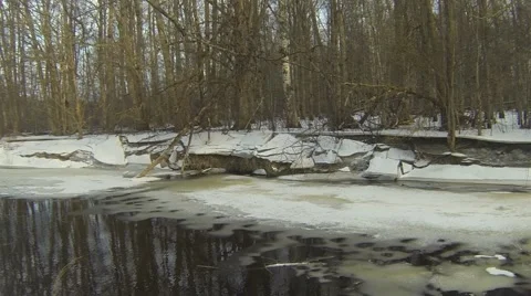 River scenery at wintertime Stock Footage 46362376