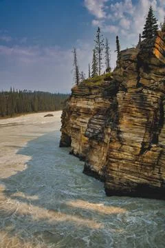 The river section of Athabasca Falls.   Jasper AB Canada Fotos de archivo