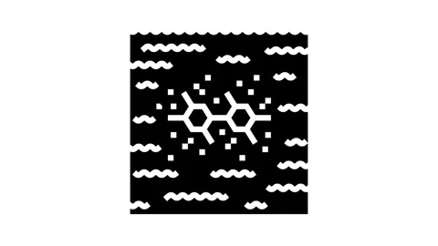 River sediments pcb particles glyph icon animation Stock Footage 326140572
