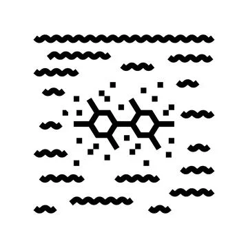 River sediments pcb particles line icon vector illustration Stock Illustration