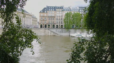 River Seine Among Trees Stock Footage 50682447