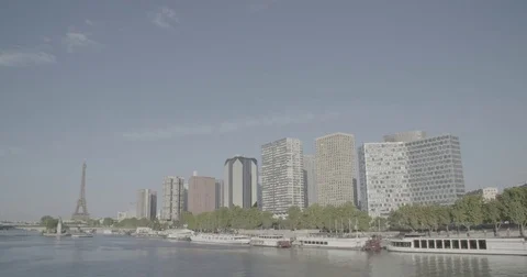 River Seine and Eiffel Tower / Paris, France - 4K Stock Footage 69728059