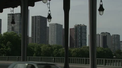 River Seine Flats Viewed through the Pont de Bir-Hakeim Stock Footage 52801117