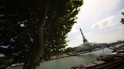 River Seine in Paris with the Eiffel Tower Stock-Footage 48708948