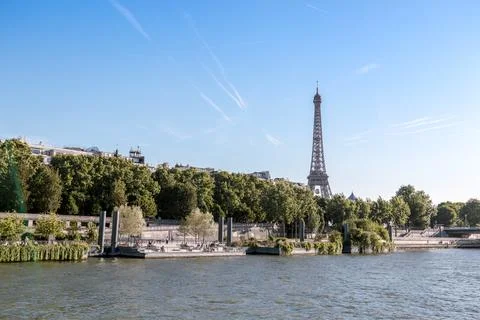 River seine in paris with the eiffel tower in the background Foto stock
