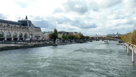 The river Seine of Paris Stock Footage 320188033