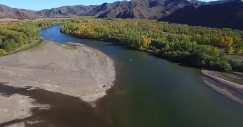 River Selenge Mongolia Aerial View Stock Footage 83813335