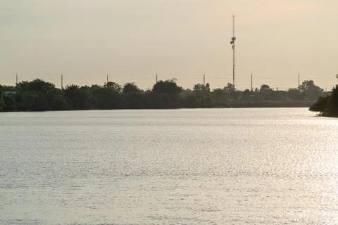 River serenity natural landscape with reflection early morning tranquil env.. 스톡 사진