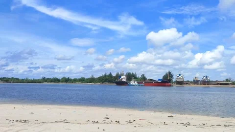 River, Ship and Bridge Stock Footage 279226595