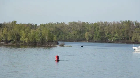 River Ship Sails in Kyiv Stock Footage 37735207
