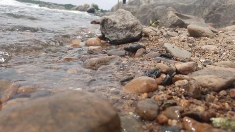 The river shore waves. Stock Footage 244658554