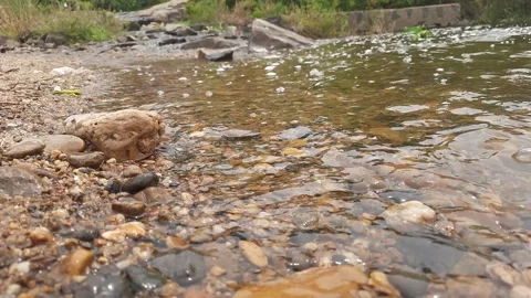 The river shore waves. Stock Footage 244658671