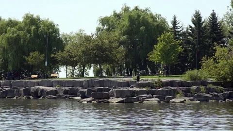 River shoreline in late Summer. Stock Footage 70948656