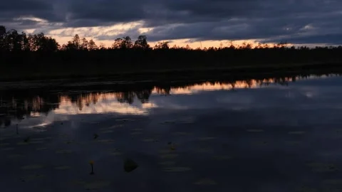 River in Siberia on the sunset Stock Footage 280843715