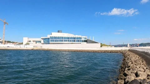 River side Champalimaud Foundation Stock Footage 152660992