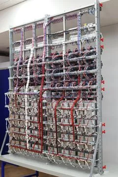 The river side of the electrical panel. Stock Photos