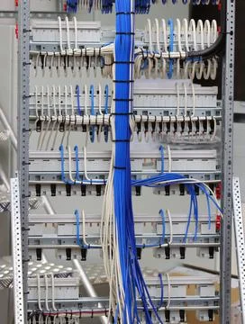 The river side of the electrical panel. Stock Photos