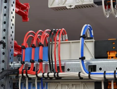 The river side of the electrical panel. Stock Photos