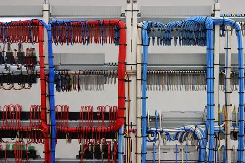 The river side of the electrical panel. Stock Photos