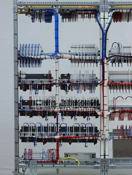 The river side of the electrical panel. Stock Photos