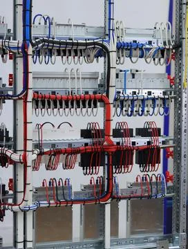 The river side of the electrical panel. Stock Photos
