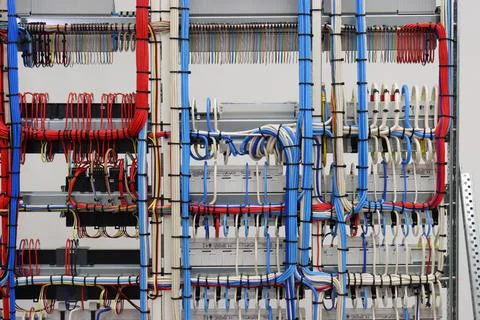 The river side of the electrical panel. Stock Photos