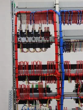 The river side of the electrical panel. Stock Photos