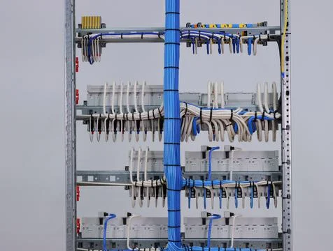 The river side of the electrical panel. Stock Photos