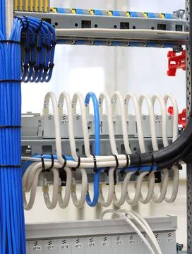 The river side of the electrical panel. Stock Photos