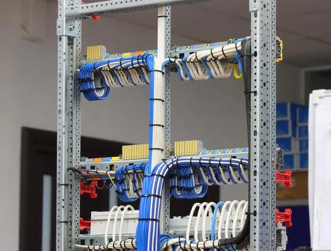 The river side of the electrical panel. Stock Photos