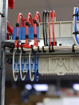 The river side of the electrical panel. Stock Photos