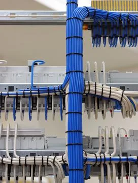 The river side of the electrical panel. Stock Photos