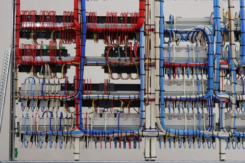 The river side of the electrical panel. Stock Photos