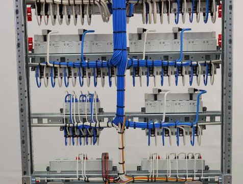 The river side of the electrical panel. Stock Photos
