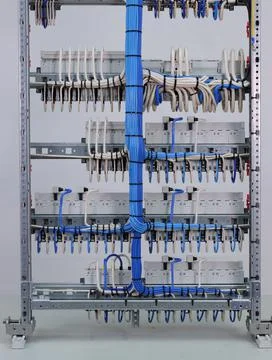 The river side of the electrical panel. Stock Photos