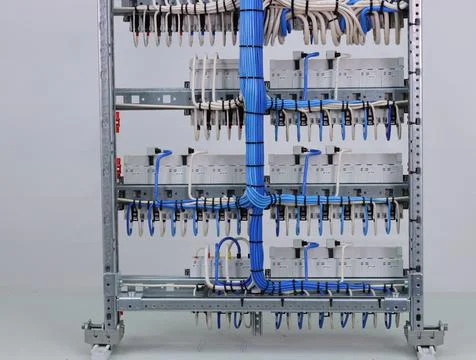 The river side of the electrical panel. Stock Photos
