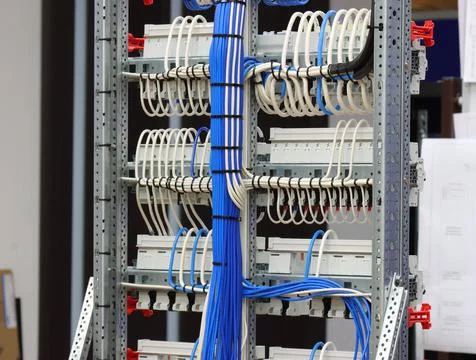 The river side of the electrical panel. Stock Photos