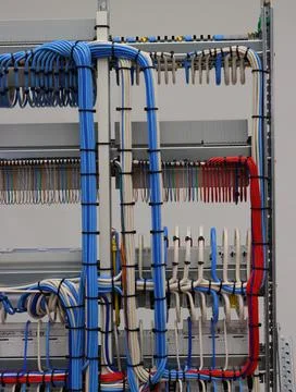 The river side of the electrical panel. Stock Photos