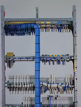 The river side of the electrical panel. Stock Photos