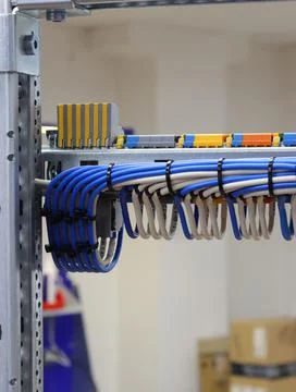 The river side of the electrical panel. Stock Photos